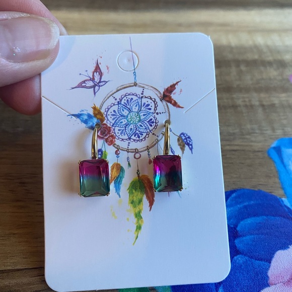 Watermelon Tourmaline earrings high quality elegant hand made ombre gradient - Picture 10 of 11